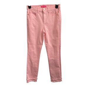 Lilly Pulitzer South Ocean High Rise Skinny Jeans Pink Size 6 Frayed Hem